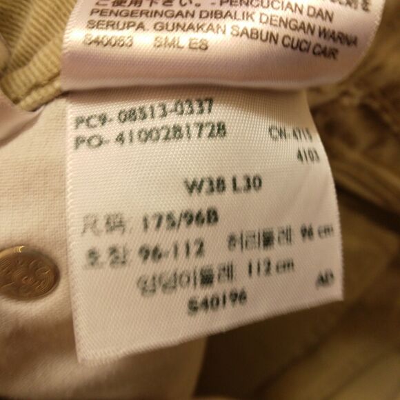 Levi's 513 jeans mens 38x30 beige slim fit straight leg stretch Strauss - Picture 10 of 11